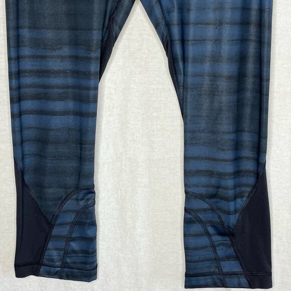 Lululemon Run Inspire Crop II Full On Luxtreme Good Vibes Blue Black Size 8 Yoga - Picture 7 of 10